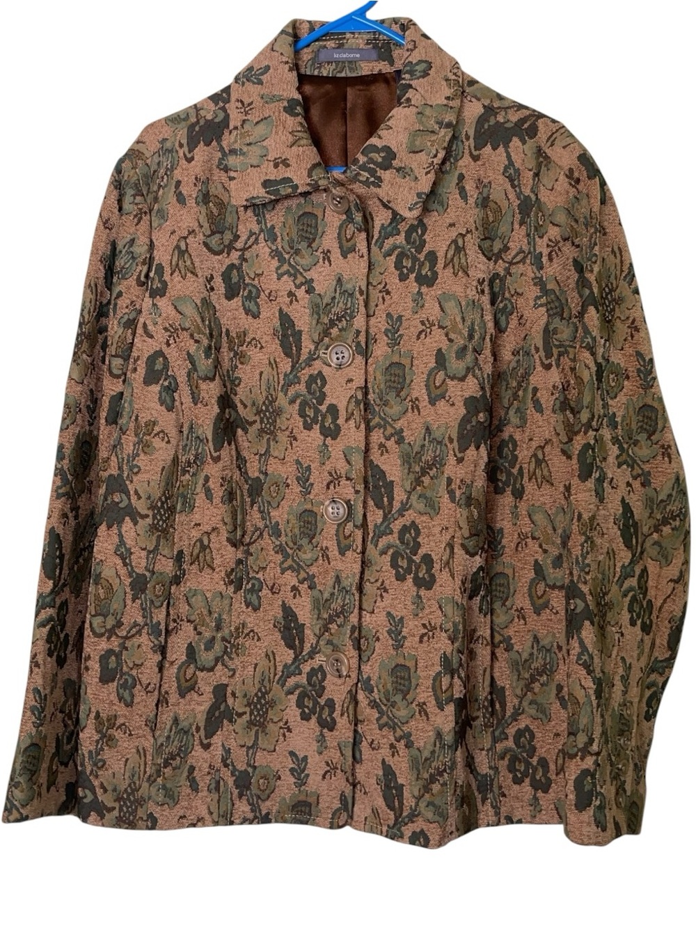 Liz Claiborne vintage floral- patterned woven tapestry jacket. Size 2X GUC